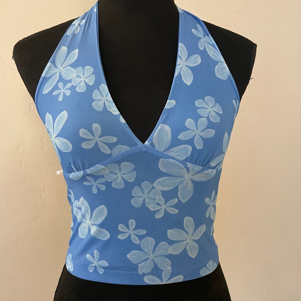 Ghana’s Women’s Y2K Blue Floral Sandy Halter Top